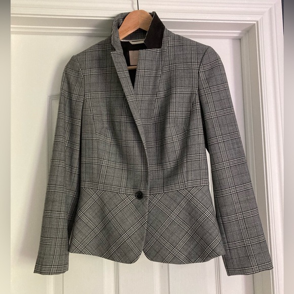 Banana Republic plaid wool peplum blazer, size 4 - Picture 1 of 16